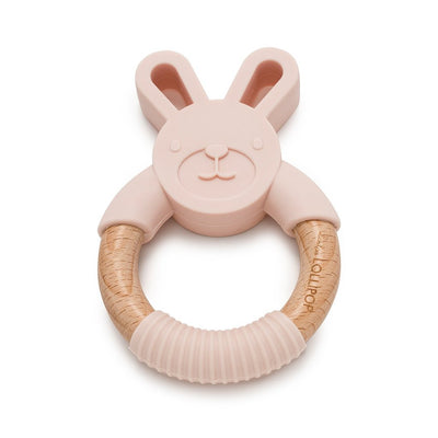 LOULOU LOLLIPOP Bunny Silicone & Wood Teether (anneau de dentition en bois)
