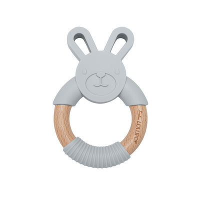 LOULOU LOLLIPOP Bunny Silicone & Wood Teether (anneau de dentition en bois)