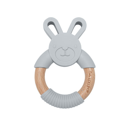 LOULOU LOLLIPOP Bunny Silicone & Wood Teether (anneau de dentition en bois)