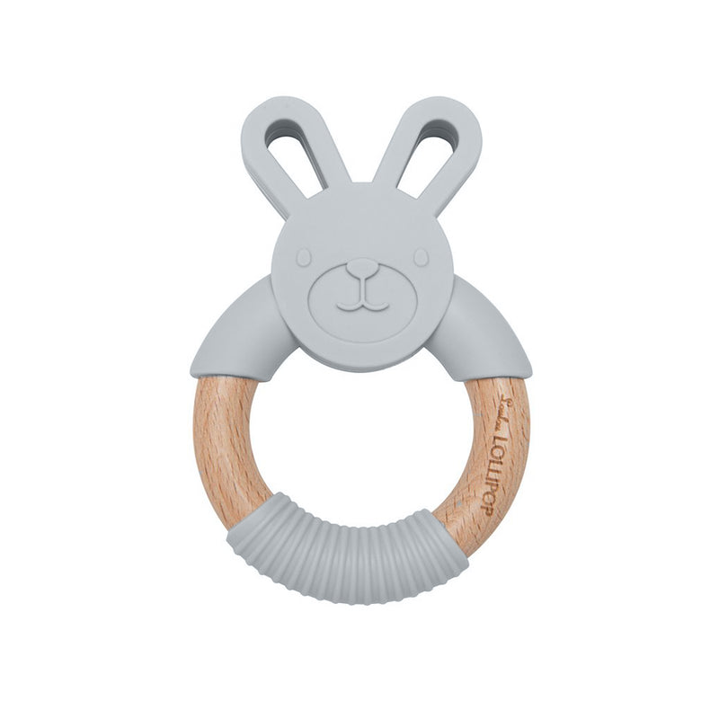 LOULOU LOLLIPOP Bunny Silicone & Wood Teether (anneau de dentition en bois)