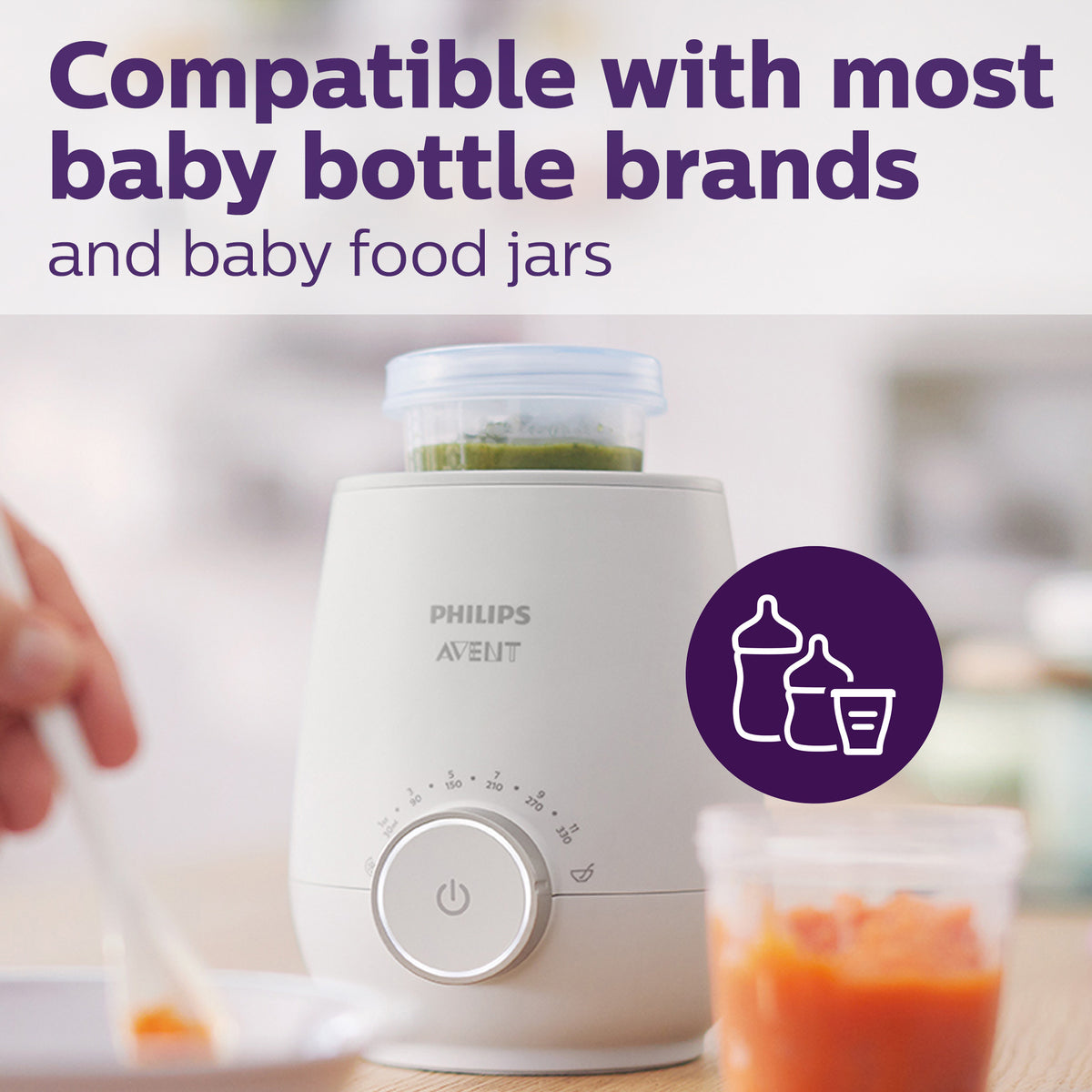 Philips Avent Chauffe-biberon - Chauffe en 3 minutes - Dégivrage silencieux  - Maintient le lait au chaud - Facile à utiliser - Compatible avec tous