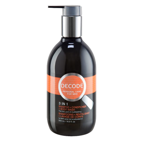 Decode Personal Care For Men | Shampooing, après-shampooing et gel douche 3-en-1 -500ml
