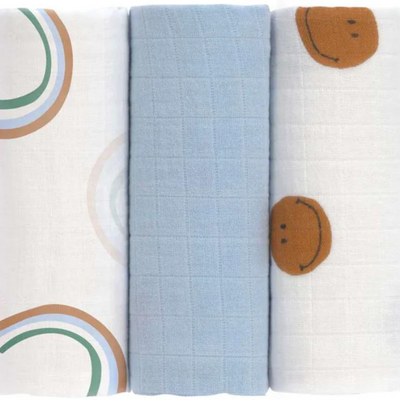 LÄSSIG  | Swaddle & Burp Blanket - Set of 3