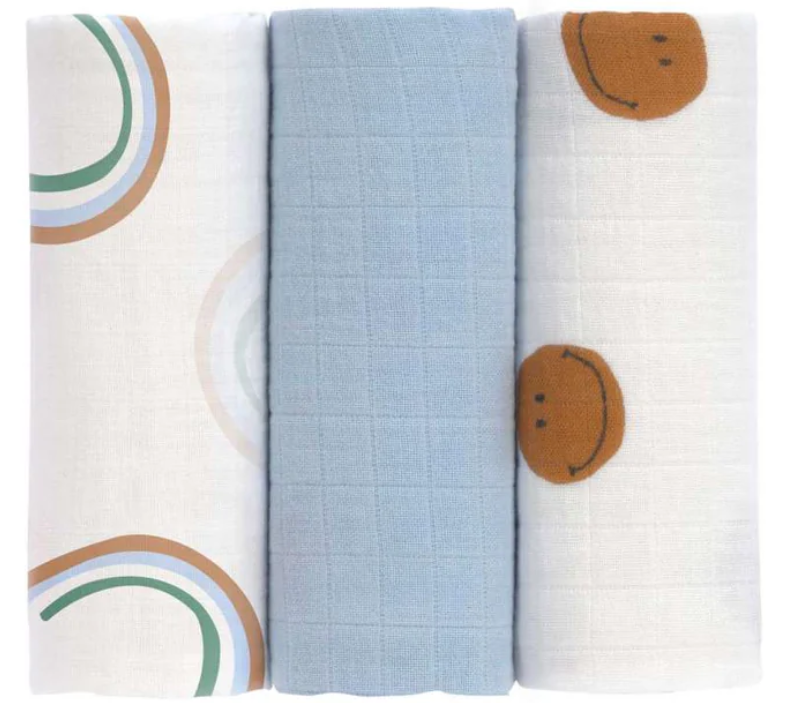 LÄSSIG  | Swaddle & Burp Blanket - Set of 3
