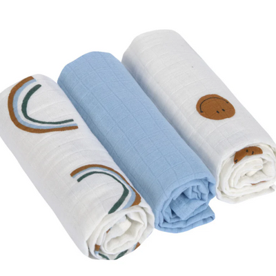 LÄSSIG  | Swaddle & Burp Blanket - Set of 3