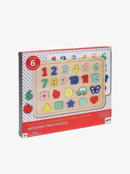 Petit Collage | Wooden Tray Puzzle - Numbers, Shapes, Colors